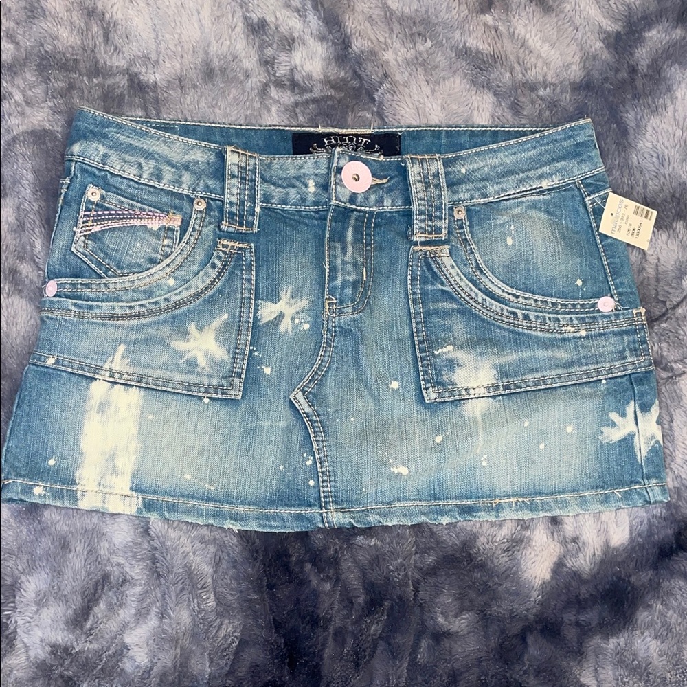 Y2k Hint Jeans Blue Denim Star Mini Skirt